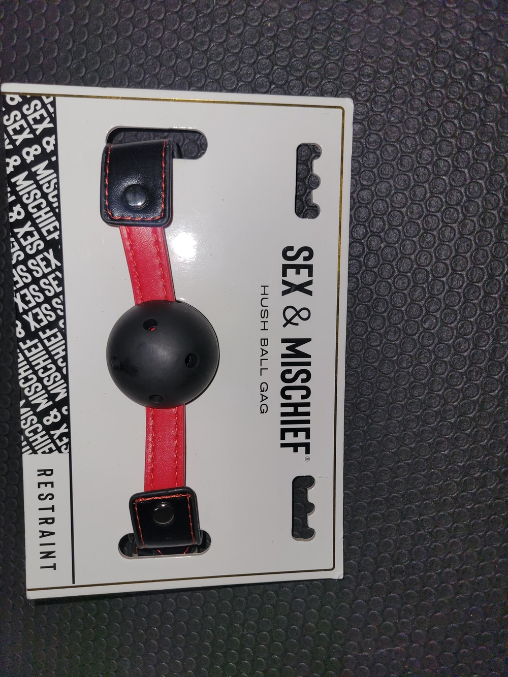 Red Strap Black Ball Hush Ball Gag